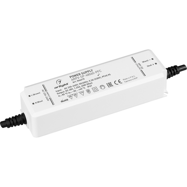 

Блок питания ARPV-SP-48060-PFC (48V, 1.25A, 60W) (Arlight, IP67 Пластик, 5 лет) 046610, ARPV 046610