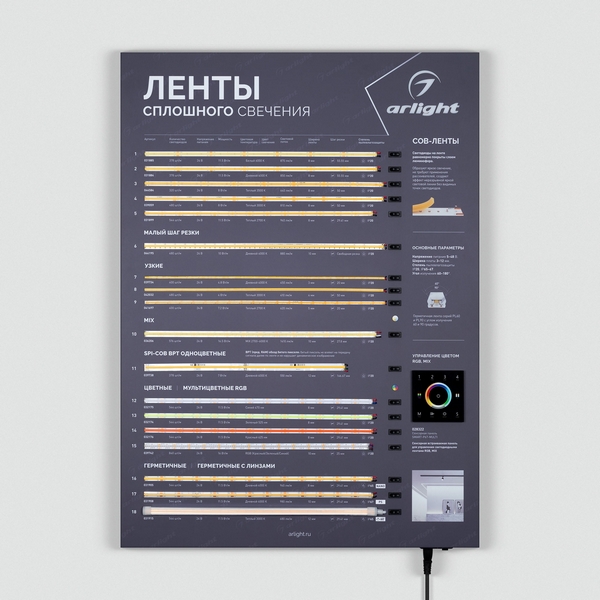 

Стенд Ленты ARL-COB-01-830х600mm (230V) (Arlight) 046953, 046953