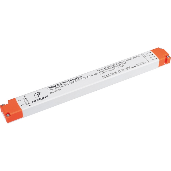 

Блок питания ARV-SP-12075-LINEAR-PFC-TRIAC-0-10V (12V, 6.25A, 75W) (Arlight, IP20 Пластик) 047950, ARV-SP 047950