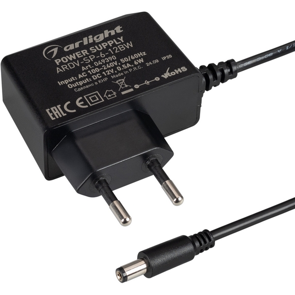 

Блок питания ARDV-SP-6-12BW (12V, 0.5A, 6W) (Arlight, Адаптер) 049390, ARDV 049390