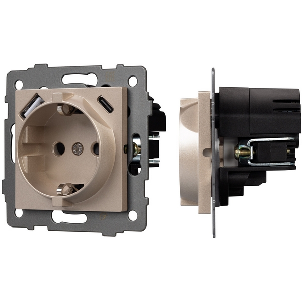 

Механизм розетки с USB зарядкой SCT-MUAA-PL-GD-V (250V, 16A) (Arlight) 049821, Золото, 049821