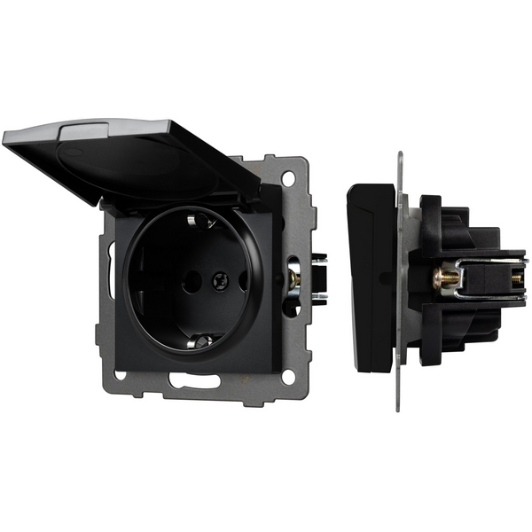 

Механизм розетки влагозащищённый SCT-MCP-PL-BK-V (250V, 16A) (Arlight) 049835, Черный, 049835