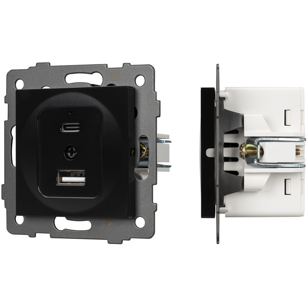 

Механизм USB розетки SCT-MUAC-PL-BK-V (5V, 3A, QC4) (Arlight) 049838, Черный, 049838