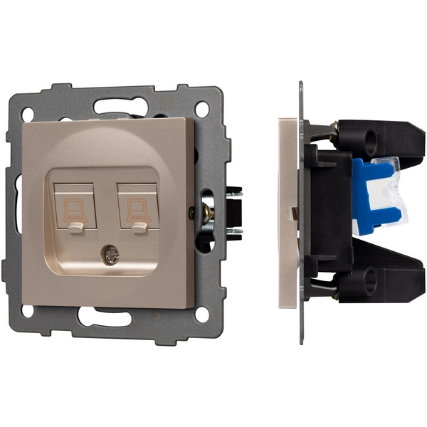 

Механизм компьютерной розетки двойной SCT-MPC2-PL-GD-V (RJ-45, CAT6) (Arlight) 049850, Золото, 049850