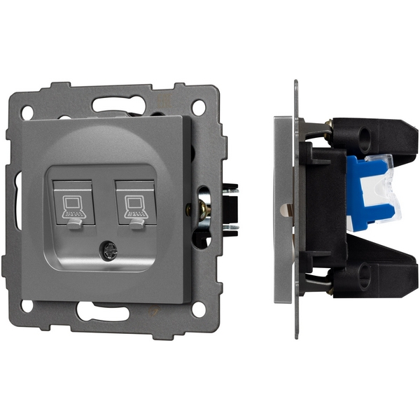 

Механизм компьютерной розетки двойной SCT-MPC2-PL-GR-V (RJ-45, CAT6) (Arlight) 049851, Серый, 049851