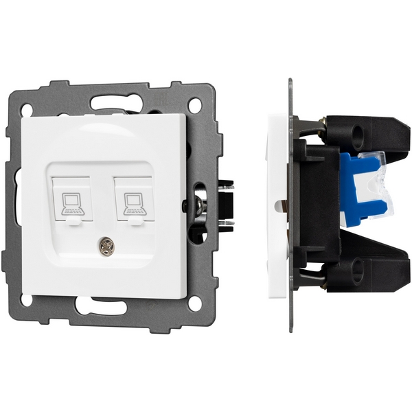 

Механизм встраиваемый компьютерной розетки двойной SCT-MPC2-PL-WH-V (RJ-45, CAT6) Arlight 049854, Белый, 049854