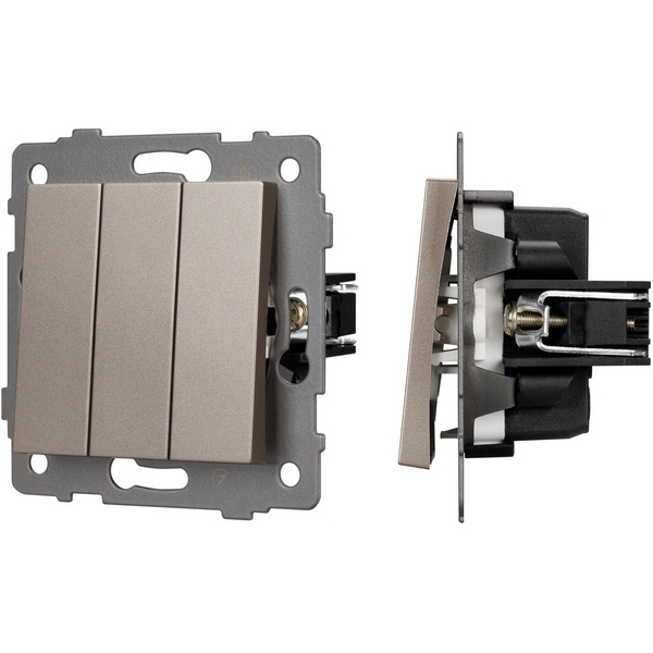 

Механизм выключателя трехклавишный непроходной SWT-MK03-PL-GD-V (250V, 10A) (Arlight) 049899, Золото, 049899