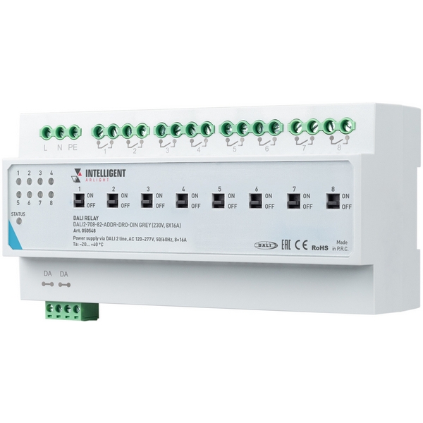 

INTELLIGENT ARLIGHT Релейный модуль DALI2-708-82-ADDR-DRO-DIN Grey (230V, 8x16A) (IARL, IP20 Пластик, 3 года) 050548 Arlight, 050548
