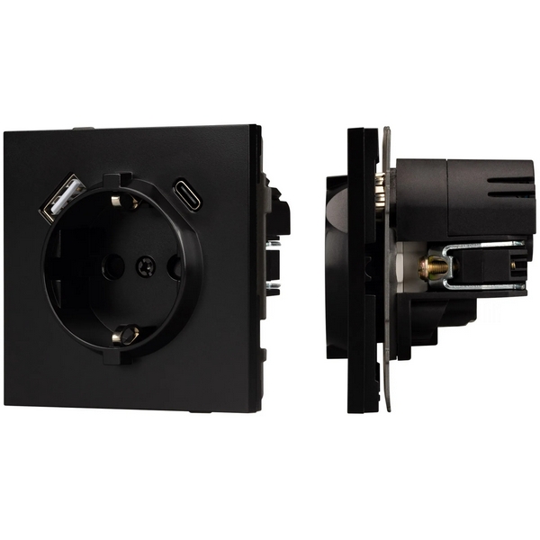 

Механизм розетки с USB зарядкой SCT-TENDO-MUAC-PL-BK (230V, 16A) (Arlight, Черный) 054087, TENDO 054087
