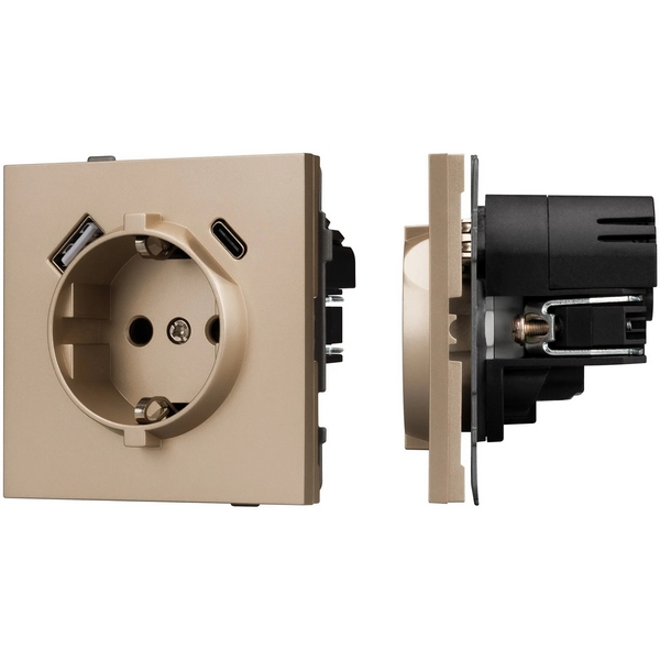 

Механизм розетки с USB зарядкой SCT-TENDO-MUAC-PL-GD (230V, 16A) (Arlight, Песочный) 054089, TENDO 054089