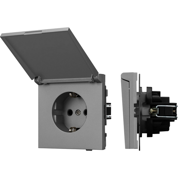 Изображение товара Механизм розетки влагозащищённый SCT-TENDO-MCP-PL-GR (230V, 16A) (Arlight, Графитовый) 054092
