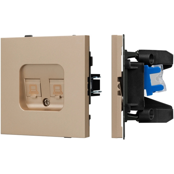 Изображение товара Механизм компьютерной розетки двойной SCT-TENDO-MPC2-PL-GD (RJ-45, CAT6) (Arlight, Песочный) 054103