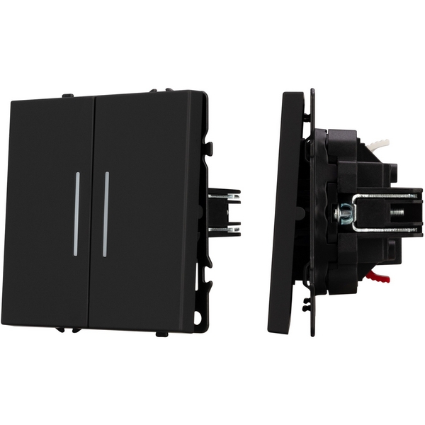 

Механизм выключателя двухклавишный проходной LED SWT-NOBE-MKP2-SFPL-L-BK (230V, 10A) (Arlight) 054267, Черный, NOBE 054267