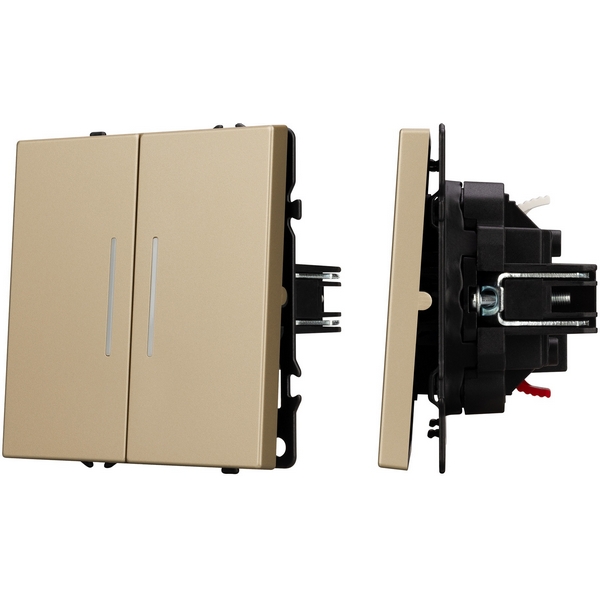 Изображение товара Выключатель проходной двухклавишный LED 230V 10A Arlight SWT-NOBE-MKP2-SFPL-L-GD