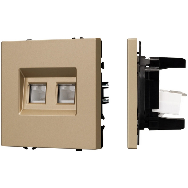 Розетка ARL NOBE телефонная двойная софт-тач золотой песок SCT-MTL2-SFPL-GD (2хRJ-11, 4C) (Arlight,) 054310(1)