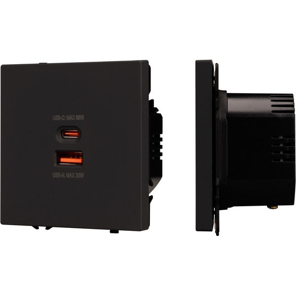 

Механизм розетки с быстрой USB зарядкой SCT-NOBE-MUAC-SFPL-FC-BK (65W, QC3) (Arlight) 054317, Черный, NOBE 054317