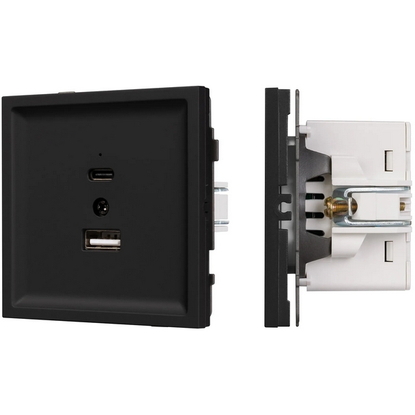 Изображение товара Механизм USB розетки SCT-TENDO-MUAC-SFPL-BK (5V, 3A, QC3) (Arlight, Матовый черный) 054536