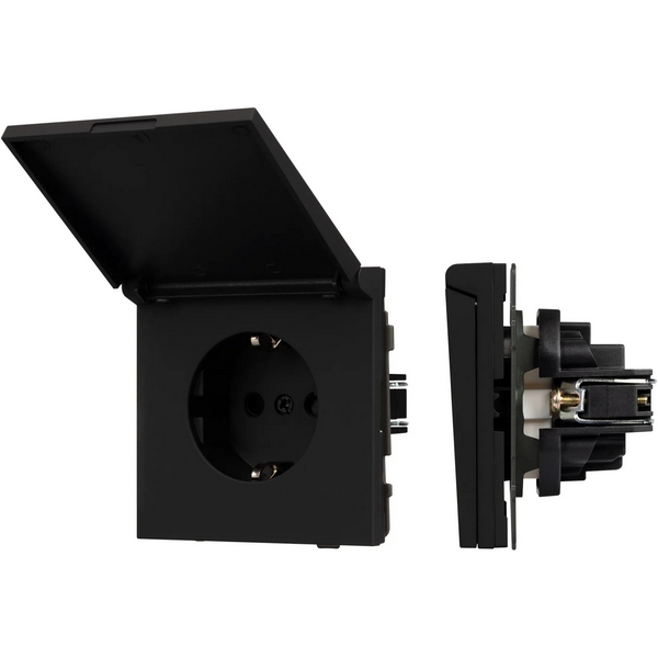 Изображение товара Механизм розетки влагозащищённый SCT-TENDO-MCP-SFPL-BK (230V, 16A) (Arlight, Матовый черный) 054599
