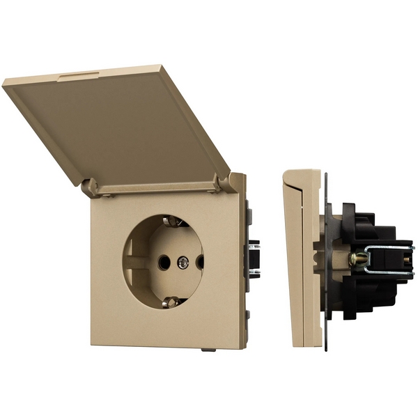 Изображение товара Механизм розетки влагозащищённый SCT-TENDO-MCP-SFPL-GD (230V, 16A) (Arlight, Матовый песочный) 054600