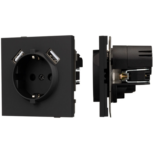 Изображение товара Розетка с USB электрика Arlight 054603 16А, матовая черная