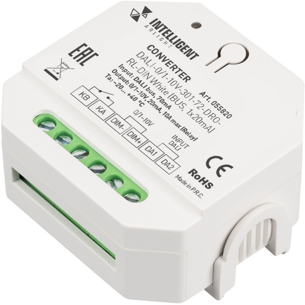Изображение товара Конвертер INTELLIGENT ARLIGHT DALI-0/1-10V-301-72-DRO-RL-DIN White для DALI систем