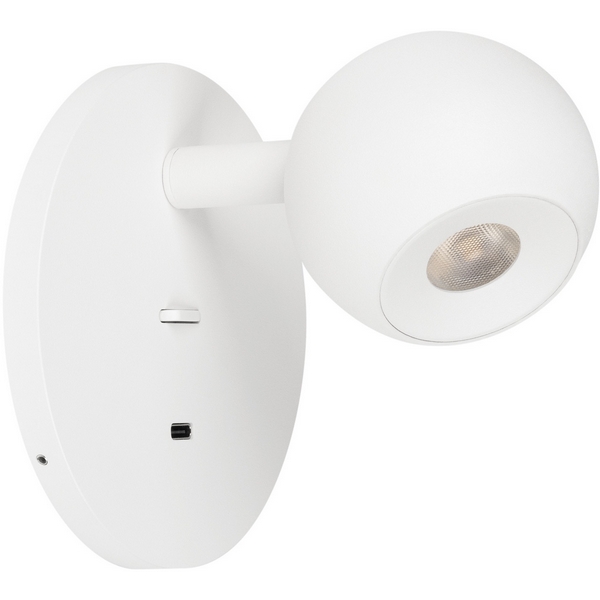 

Спот светодиодный SP-OTTORI-WALL-CHARGE-6W Warm3000 (WH, 30 deg, 230V, USB-C) (Arlight, IP20 Металл) 058477, Белый, OTTORI 058477