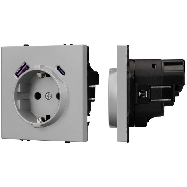 

Механизм розетки с USB зарядкой SCT-NOBE-MUAC-SFPL-IS (230V, 16A) (Arlight, Никель) 059445, NOBE 059445