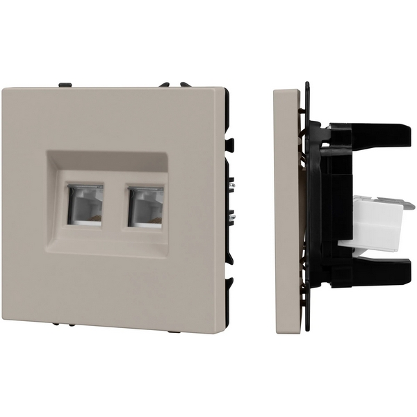 

Механизм сдвоенной компьютерной розетки SCT-NOBE-MPC2-SFPL-CA (RJ-45, CAT6) (Arlight, Кашемир) 059450, NOBE 059450