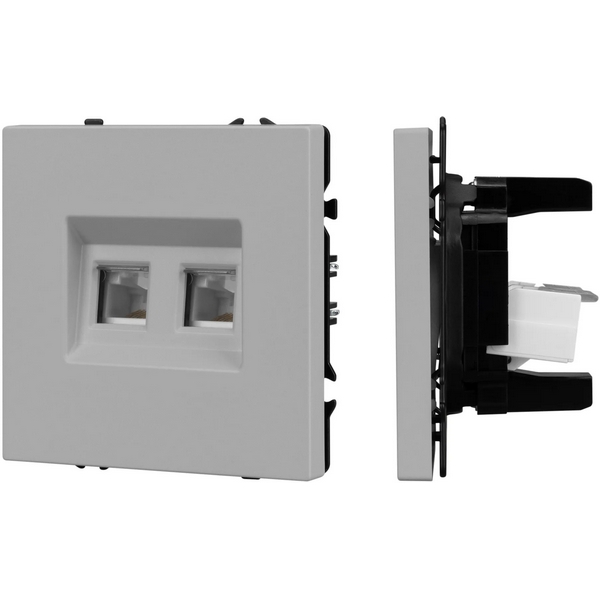

Механизм сдвоенной компьютерной розетки SCT-NOBE-MPC2-SFPL-IS (RJ-45, CAT6) (Arlight, Никель) 059451, NOBE 059451