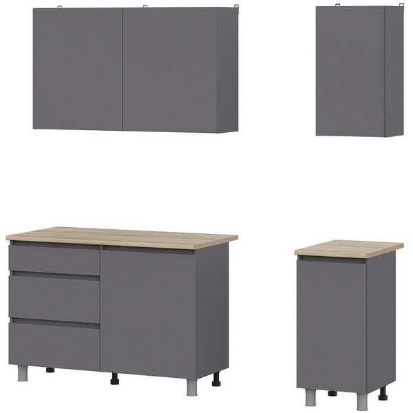 

Готовая Кухня Денвер Арника 1,6 м, Графит серый, Сонома, Денвер 00-00142649