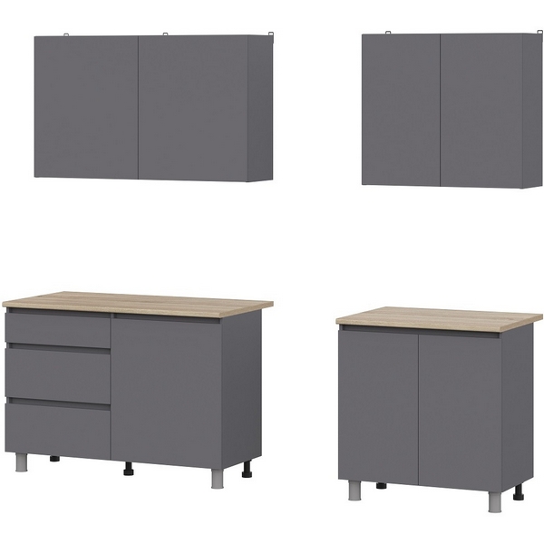 

Готовая Кухня Денвер Арника 2 м, Графит серый, Сонома, Денвер 00-00143895