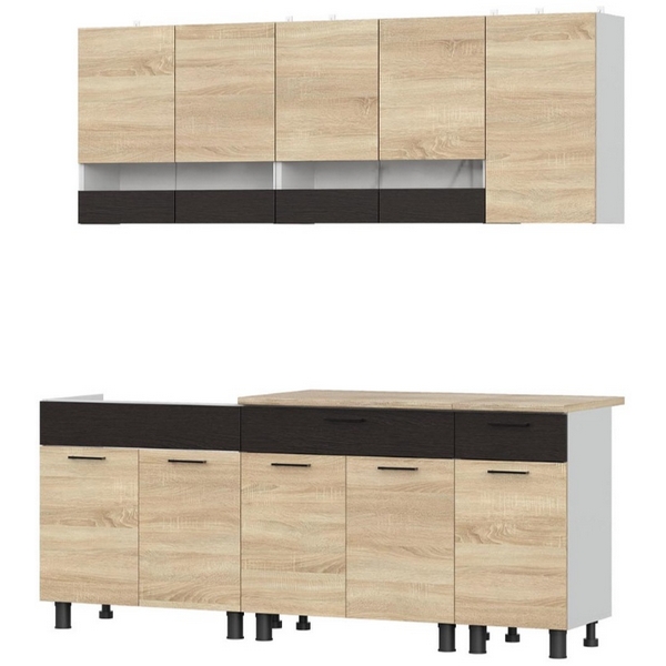 

Готовая кухня Арника КГ 2,2м, Белый, Дуб сонома, Дуб венге, Венге;светлое дерево, КГ 00-00144671