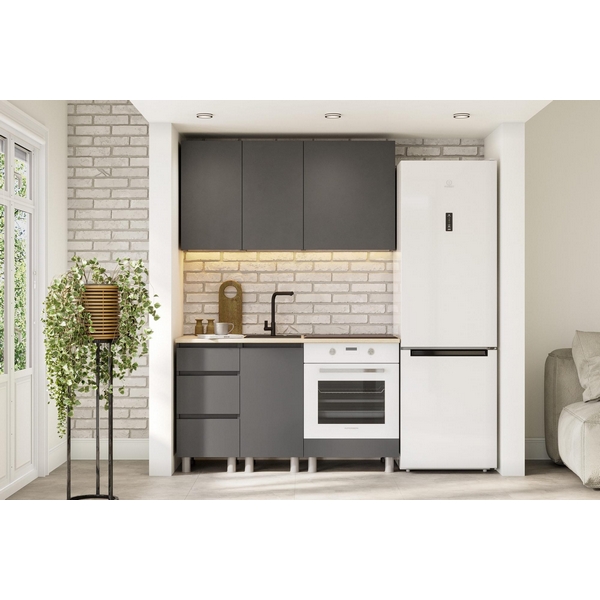 Изображение товара Набор кухни Денвер Арника без столешницы серый 216.4x60x78.2 см