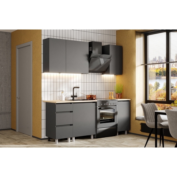 

Модульная Кухня Денвер Арника 1,4 м, Графит, Серый, Денвер Н14471233