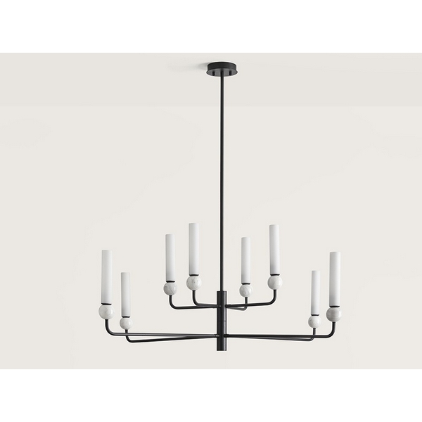 

Потолочная люстра на штанге черный металл, белый мрамор Aromas del Campo Delie C1224/8 Matt black / White marble, Delie C1224/8 Matt black / White marble