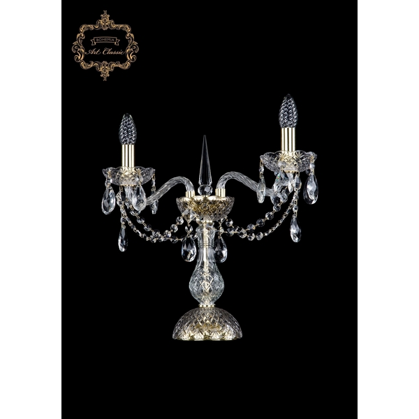 

Хрустальная настольная лампа с подвесками Art Classic 44501 12.21.2.141-37.Gd.Sp подсвечник, Прозрачный, 11.21 12.21.2.141-37.Gd.Sp