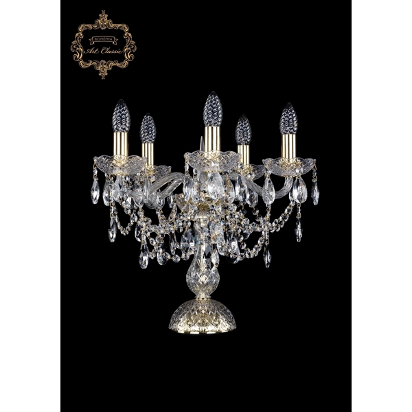 

Хрустальная настольная лампа с подвесками Art Classic 45962 12.25.5.141-37.Gd.Sp подсвечник, Прозрачный, 11.25 12.25.5.141-37.Gd.Sp