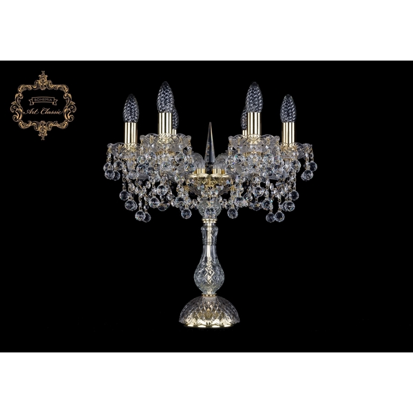 

Хрустальная настольная лампа с подвесками Art Classic 46327 12.26.6.141-45.Gd.B подсвечник, Прозрачный, 11.26 12.26.6.141-45.Gd.B