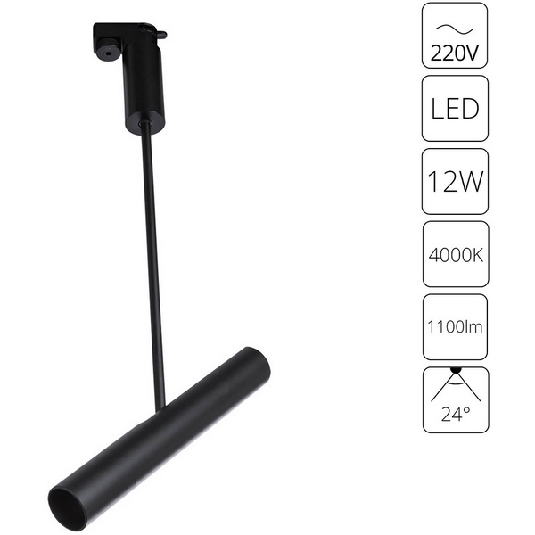 

Трековый светильник однофазный 220V Arte Lamp Andromeda A2513PL-1BK, Черный, Andromeda A2513PL-1BK