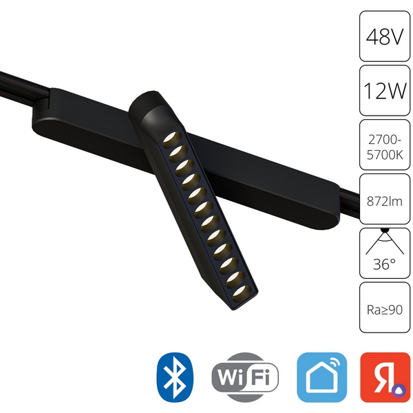 

Магнитный трековый светильник LED 48V 12W Arte Lamp Rapid A2961PL-1BK (Умный дом, Алиса), Черный, Rapid A2961PL-1BK