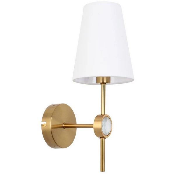 Изображение товара Бра настенный Arte Lamp Daniella A4104AP-1PB классический белый тканевый абажур медная арматура