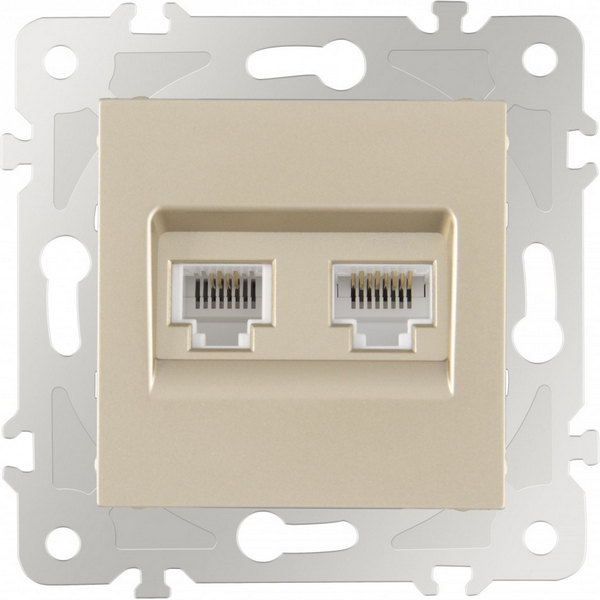 

Розетка встраиваемая телефонная RJ-11 + Ethernet RJ-45 Arte Milano am-203 203.44-1.shampan, Шампань, am-203 203.44-1.shampan