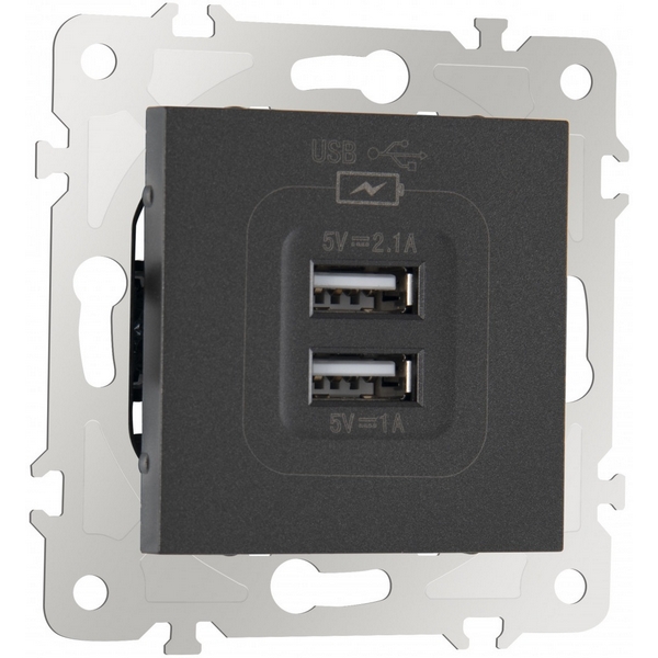 

Розетка USB 2.1А+1А Arte Milano am-203 203.46-1.black, Черный, am-203 203.46-1.black