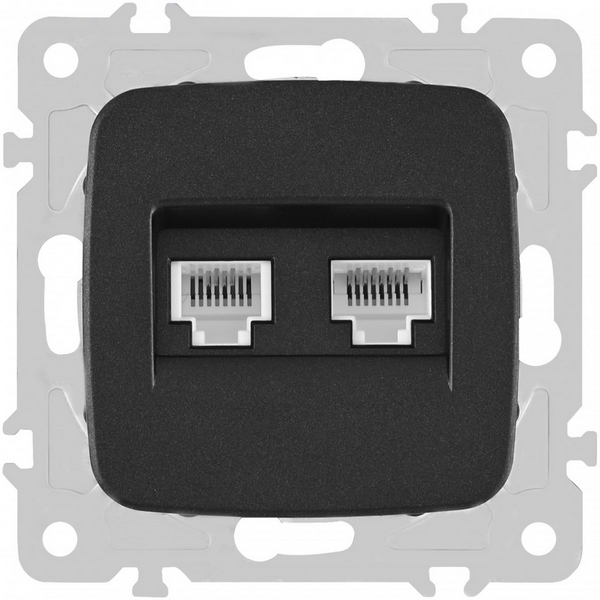 

Розетка телефонная RJ-11 + Ethernet RJ-45 Arte Milano am-205 205.44-1.black, Черный, am-205 205.44-1.black