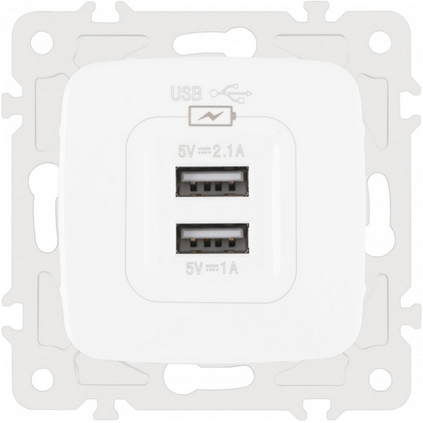 

Розетка USB 2.1А+1А Arte Milano am-205 205.46-1.white, Белый, am-205 205.46-1.white
