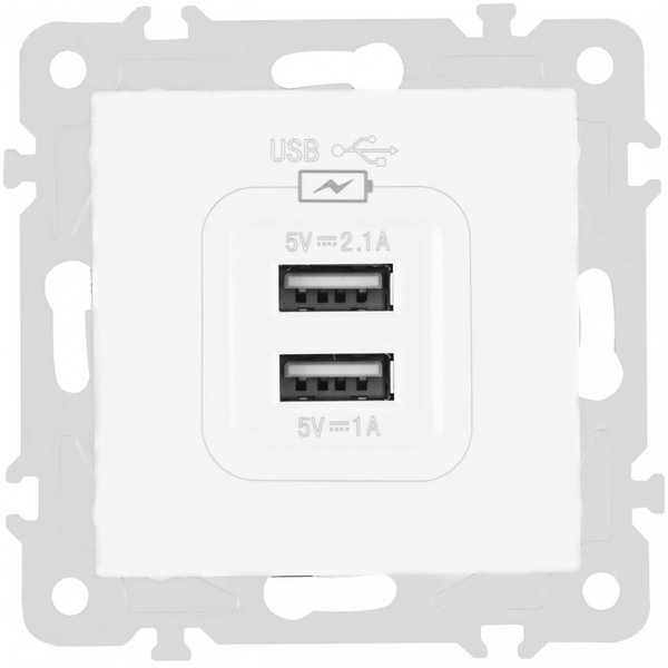 

Розетка USB 2.1А+1А Arte Milano am-206 206.46-1.white, Белый, am-206 206.46-1.white