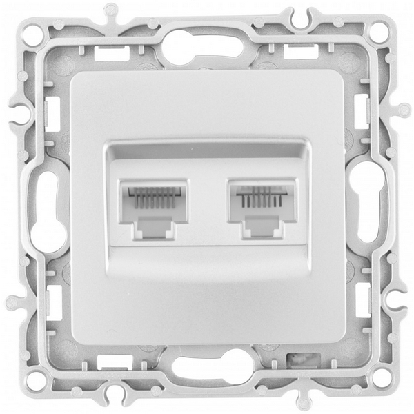 

Розетка телефонная RJ-11 + Ethernet RJ-45 Arte Milano am-217 217.44-1.silver, Серый, am-217 217.44-1.silver