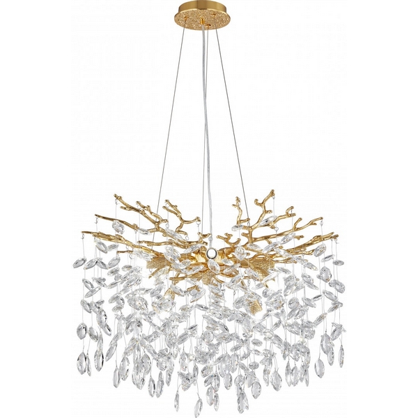 

Подвесная люстра хрустальная Arte Milano Milano-1 23110.600.8.G9.B GD, Прозрачный;золото, Milano-1 23110.600.8.G9.B GD