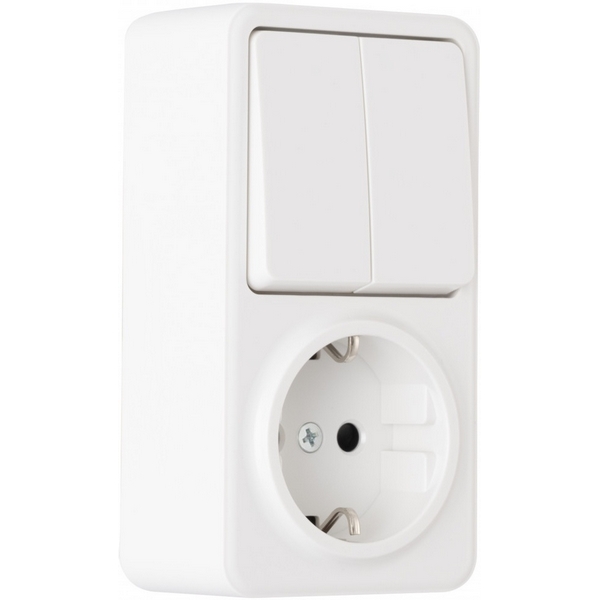 Изображение товара Розетка с выключателем Arte Milano am-310 310.53-1.white белая, накладная 2-клавиши