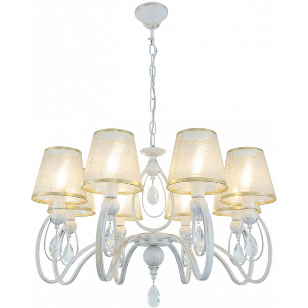 

Подвесная люстра Arte Milano AM347203 347203/8 WT+G с подвесками, Золото, AM347203 347203/8 WT+G